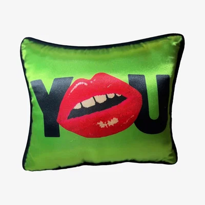 Wolf & Badger Satin "You" Pillow, Handmade, Original Mommani Threads