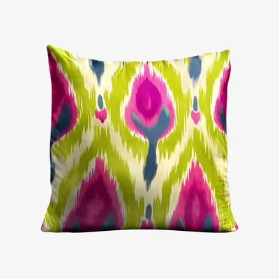 Wolf & Badger Lime Green & Magenta Ikat Inspired Pillow Smithhönig