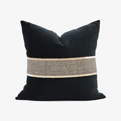 Wolf & Badger Black Velvet Pillow With Broadway Cocoa Jute Trim One Size Smithhönig