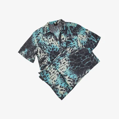 Wolf & Badger Women's Blue Leopard Loungewear | S/M | Nur Pillow Design