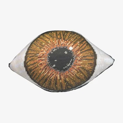 Wolf & Badger Organic Cotton Sateen Sculpted "Brown Eye" Pillow Mommani Threads