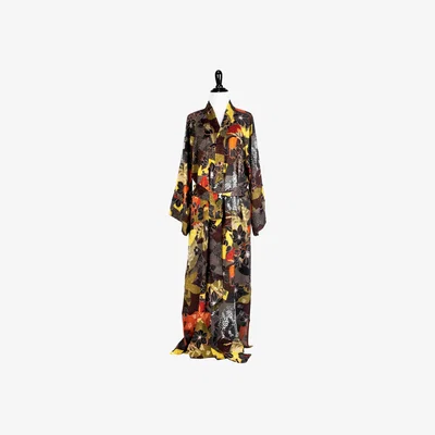 Wolf & Badger Women's Black / Green Dark Nature Robe | One Size | Nur Pillow Design