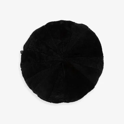 Wolf & Badger Shearling Round Throw Pillow - Black Therma Kota