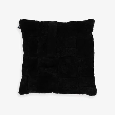 Wolf & Badger Shearling Throw Pillow Square - Black Therma Kota