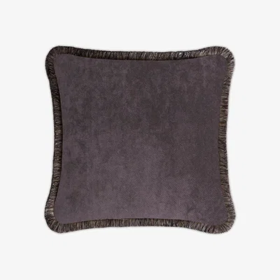 Wolf & Badger Grey Happy Pillow Antracite Neutral Multicolor Fringes Lo Decor