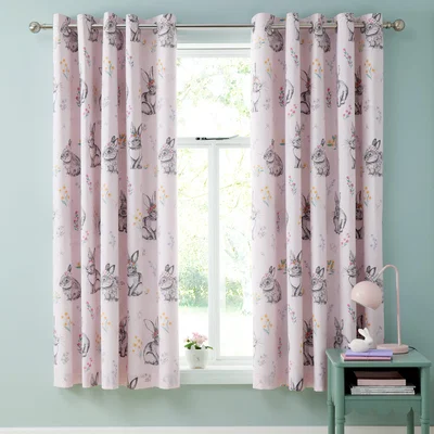 Dunelm Catherine Lansfield Bunny Tails Ditsy Flowers Eyelet Curtains Pink