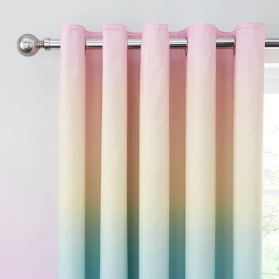 Dunelm Rainbow Ombre Blackout Eyelet Curtains Pink/Yellow/Purple