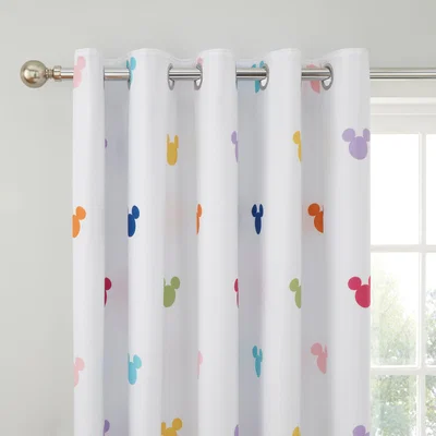 Dunelm Disney Mickey Mouse Rainbow Blackout Eyelet Curtains White/Orange/Green
