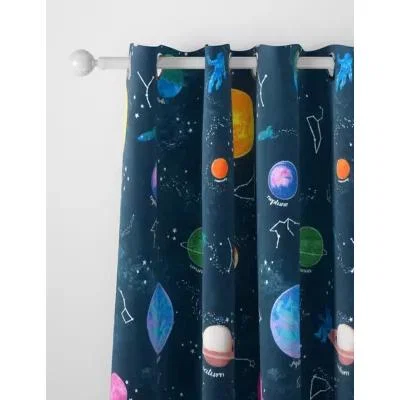 Marks & Spencer M&S Cotton Rich Space Eyelet Blackout Curtains - WDR90 - Navy Mix, Navy Mix