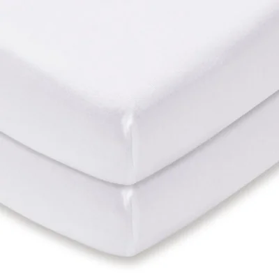 Dunelm Pack of 2 White 100% Cotton Jersey Cot Bed Fitted Sheets White