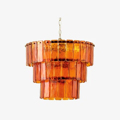 Amara Amber Glass 3 Tiered Chandelier
