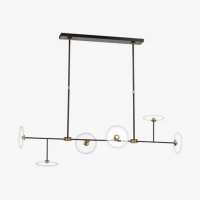 Andrew Martin Calvino Linear Chandelier, Light, Brass/Iron - Andrew Martin