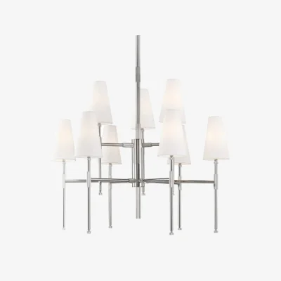 Andrew Martin Bowery Large Chandelier, Light, Large, Polished Nickel - Andrew Martin