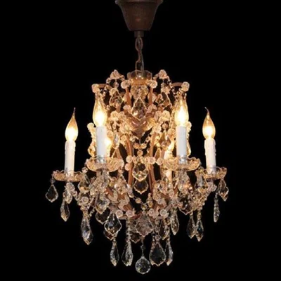 Barker and Stonehouse Timothy Oulton Crystal Small Chandelier, Brown Metal | Barker & Stonehouse