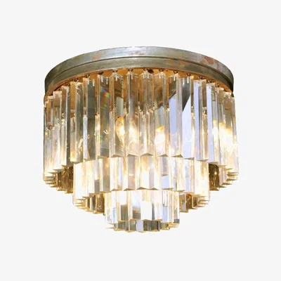Barker and Stonehouse Timothy Oulton Odeon Small 3 Ring Flushmount Chandelier, Neutral Glass | Barker & Stonehouse