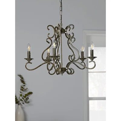 Cox and Cox Elegant Metal Five Arm Chandelier - Small