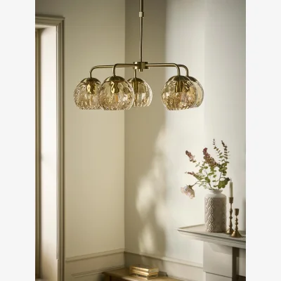 Cox and Cox Dimpled Glass Five Arm Chandelier