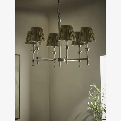 Cox and Cox Lucian Six Arm Chandelier with Olive Scalloped Shade
