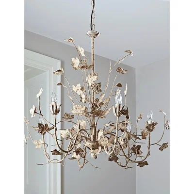 Cox and Cox Antique White Leaves Chandelier