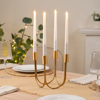 Dunelm Chandelier Style Multi Arm Candlestick Holder Gold