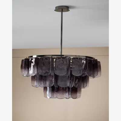 Danetti Estelle ombre smoked glass black steel chandelier light