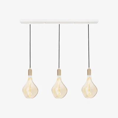Heal's Tala Linear Triple Pendant Canopy with Brass Fittings and 3 Voronoi II Bulbs - Heal's UK Lighting