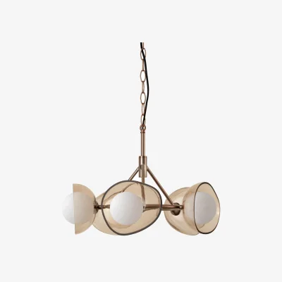 Industville Dulwich Glass Layered Chandelier Light - 20 Inch - Mocha - Bronze