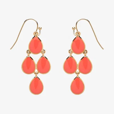 John Lewis Melissa Odabash Enamel Chandelier Earrings, Gold/Coral