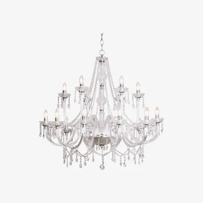 Knees Dar Lighting KAT1850 Katie 18 Light Chandelier Dual Mount Acrylic Glass Shade Sold Separately