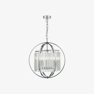 Knees Dar Lighting ABD0350 Abdul 3 Light Pendant Polished Chrome