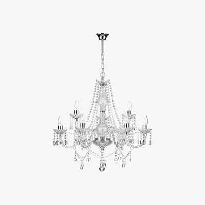 Knees Dar Lighting KAT1350 Katie 9 Light Chandelier Polished Chrome Acrylic Glass