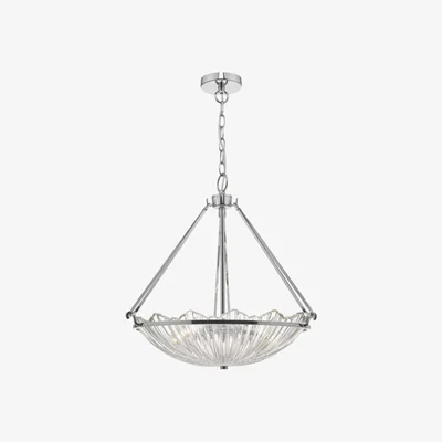 Knees Dar Lighting AVR0350 Avril 3 Light Pendant Polished Nickel And Glass