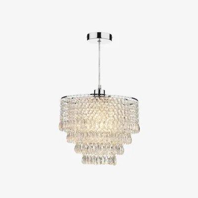 Knees Dar Lighting DIO6508 Dionne Non Elec Pendant Polished Chrome Clear Droppers