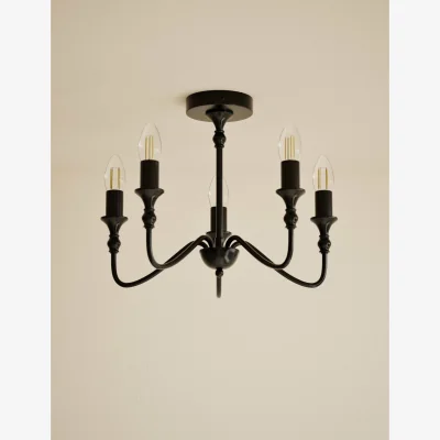 Marks & Spencer M&S Metal 5 Light Flush Chandelier Black
