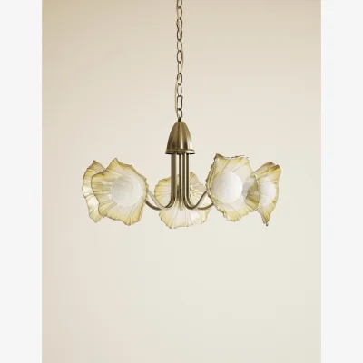 Marks & Spencer M&S Ombré Glass Flower Multi-light Cluster Antique Brass