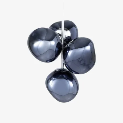 Made in Design Melt Chandelier Mini Pendant plastic material grey / LED - Ø 54 x H 63 cm / Metallised polycarbonate (color change) - Tom Dixon