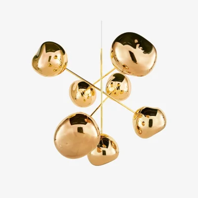 Made in Design Melt Chandelier Pendant plastic material gold / Large - LED / Ø 196 x H 164 cm - Tom Dixon