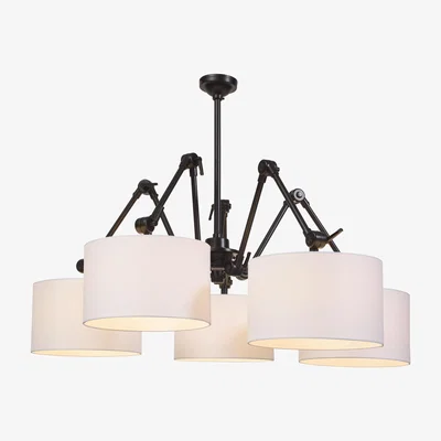 Made in Design Amsterdam Pendant - / 5 fabric lampshades Ø 195 cm by It's about Romi White/Black