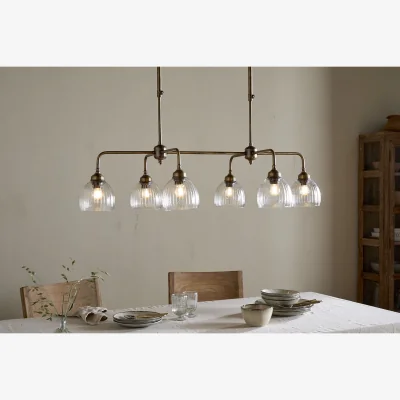 Nkuku nkuku Kakira Chandelier Pendant | Lights | Antique Brass/Clear