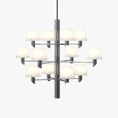 Nordic Nest Herstal Gil Crown 12 Chandelier Chrome–opal glass