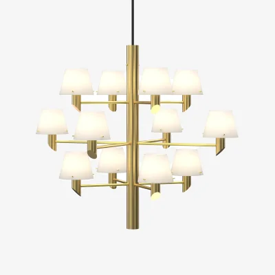 Nordic Nest Herstal Gil Crown 12 Chandelier Satin brass-opal glass