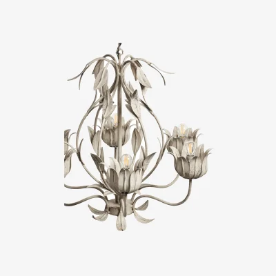 OKA OKA, Thalia Floral Chandelier - Distressed Vellum, Ceiling Light