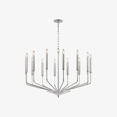 Olivia's Hudson Valley Lighting Gideon Steel 14 Light Chandelier (2614-PN-CE)