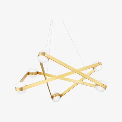 Olivia's Hudson Valley Lighting Orbit 6 Light Chandelier in Aged Brass
