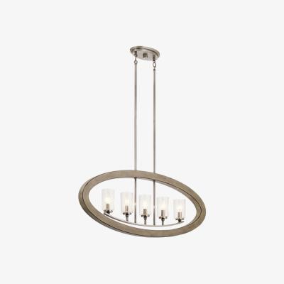 Olivia's Quintessentiale Grand Bank Distressed Antique Grey 5 Light Chandelier