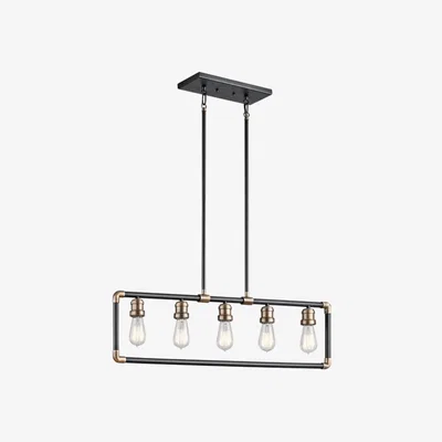Olivia's Elstead Imahn 5 Light Chandelier Black and Natural Brass