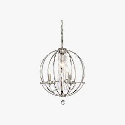 Olivia's Elstead Cassie 4 Light Chandelier Polished Nickel Plated