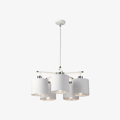 Olivia's Elstead Balance 5 Light Chandelier White and Polished Nickel
