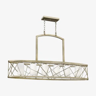 Olivia's Elstead Nest 6 Light Chandelier Silver Leaf