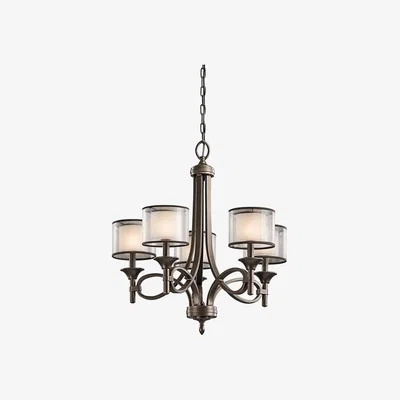 Olivia's Elstead Lacey 5 Light Chandelier Mission Bronze